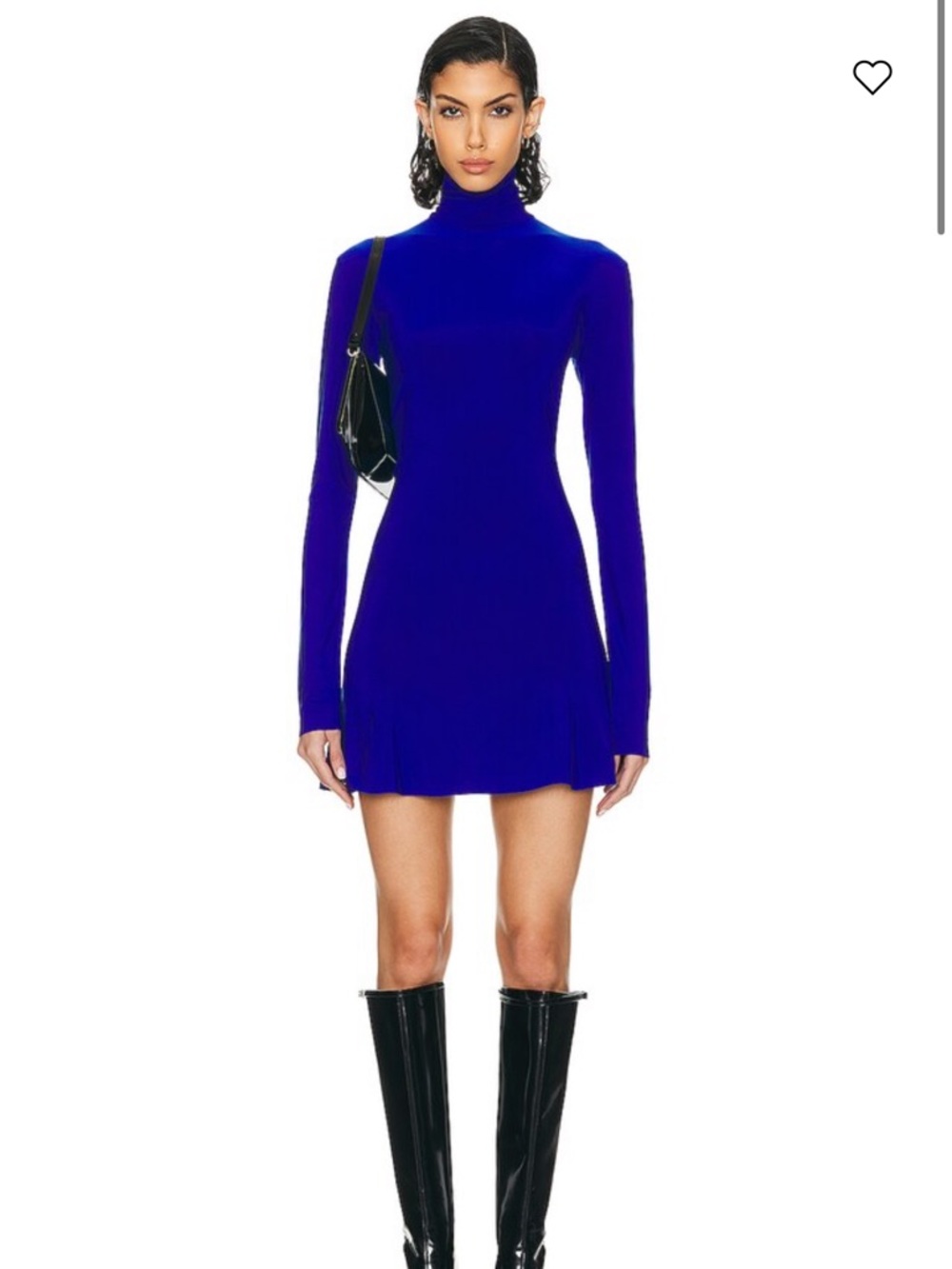 Norma kamali long sleeve turtle fishtail mini dress in electric blue